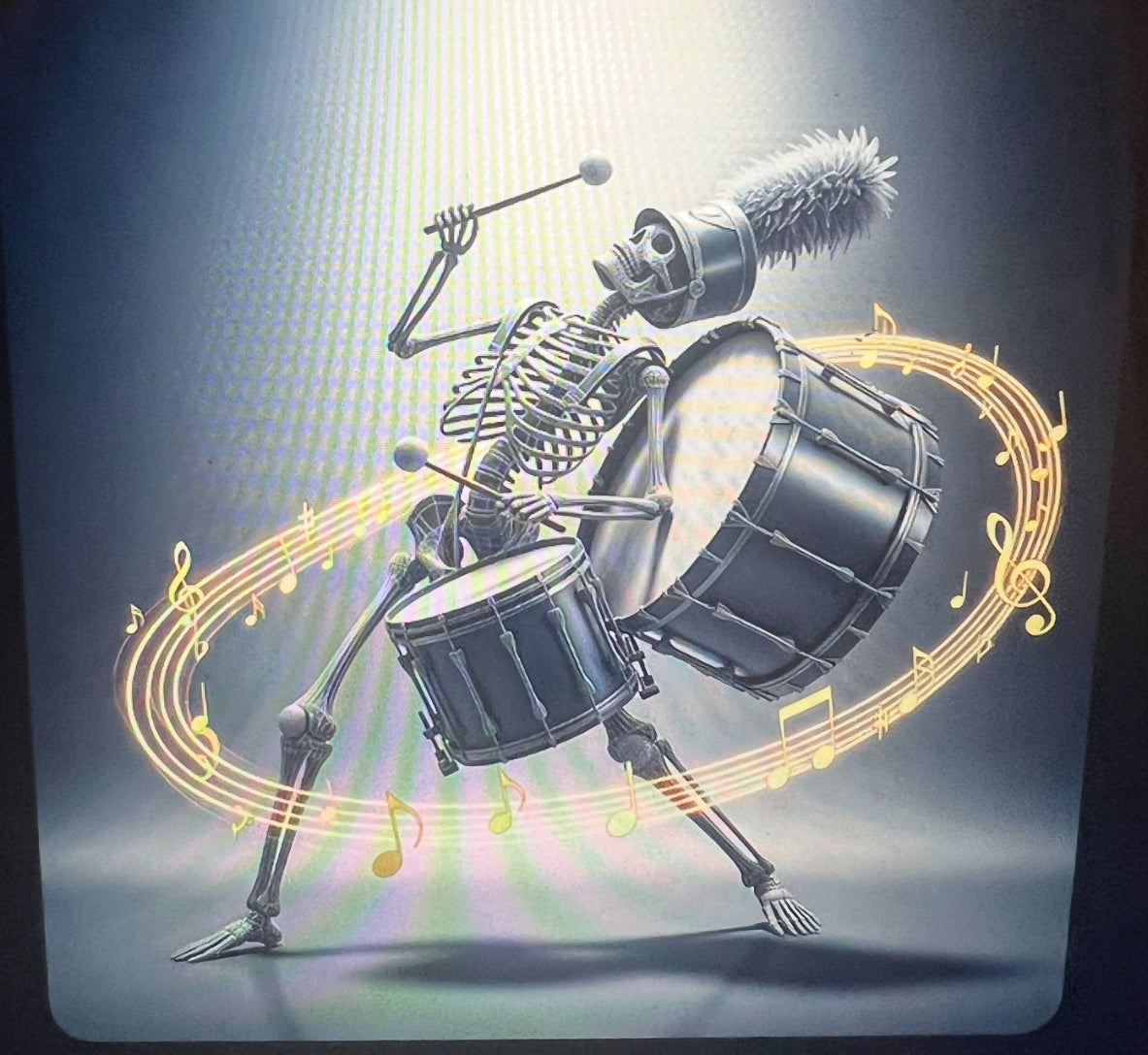 Encore Skeleton Rock Drummer Rainbow Prism T-Shirt