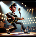 Animated MusicianZ Rockabilly Singer-Guitarist Vintage Mic T-Shirt