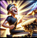 Animated MusicianZ Joyful Drummer Golden Glow Happiness T-Shirt