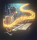Encore Skeleton Keyboardist Golden Note Tornado T-Shirt