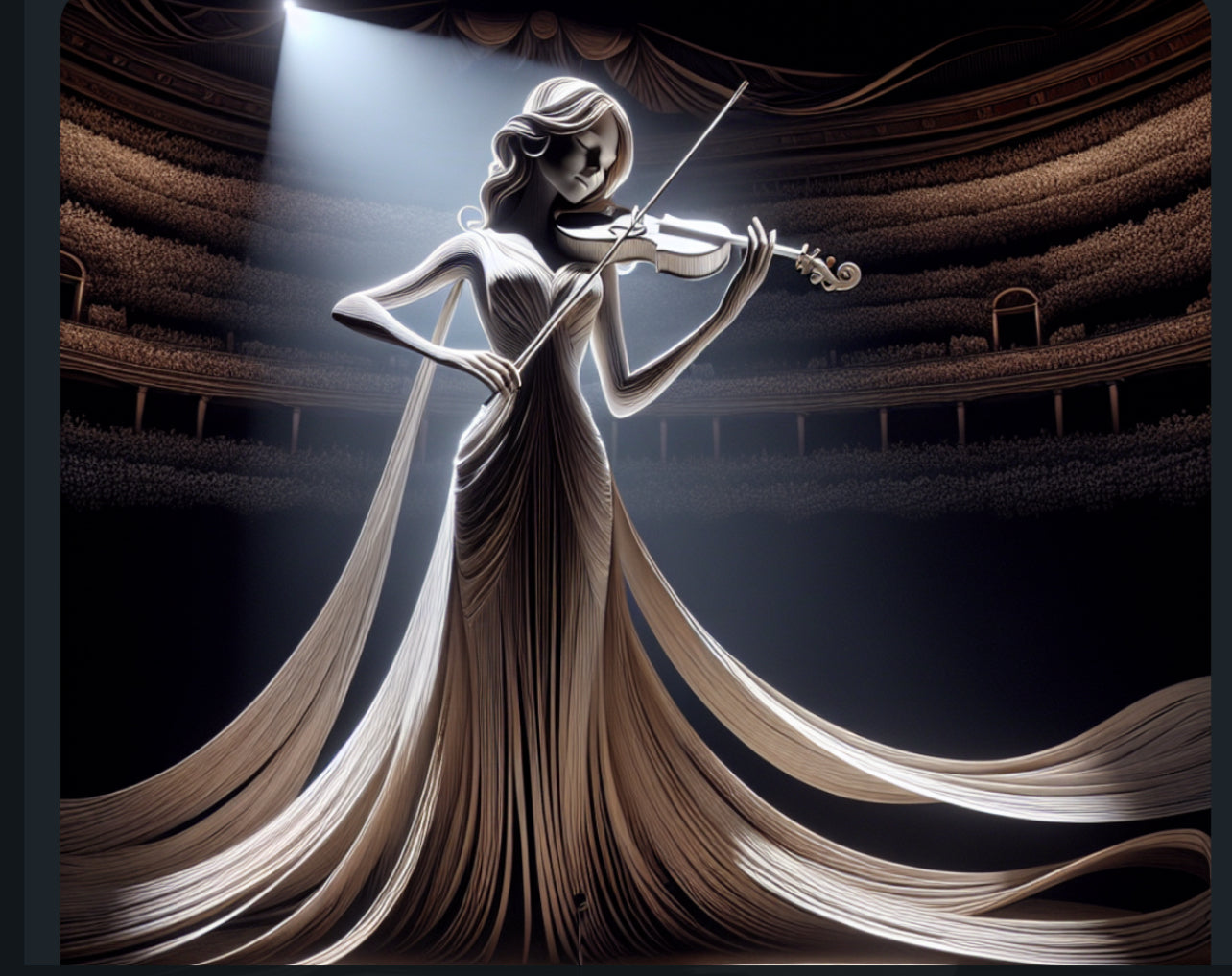 Animated MusicianZ Elegant Violinist Opera House Flowing Gown T-Shirt