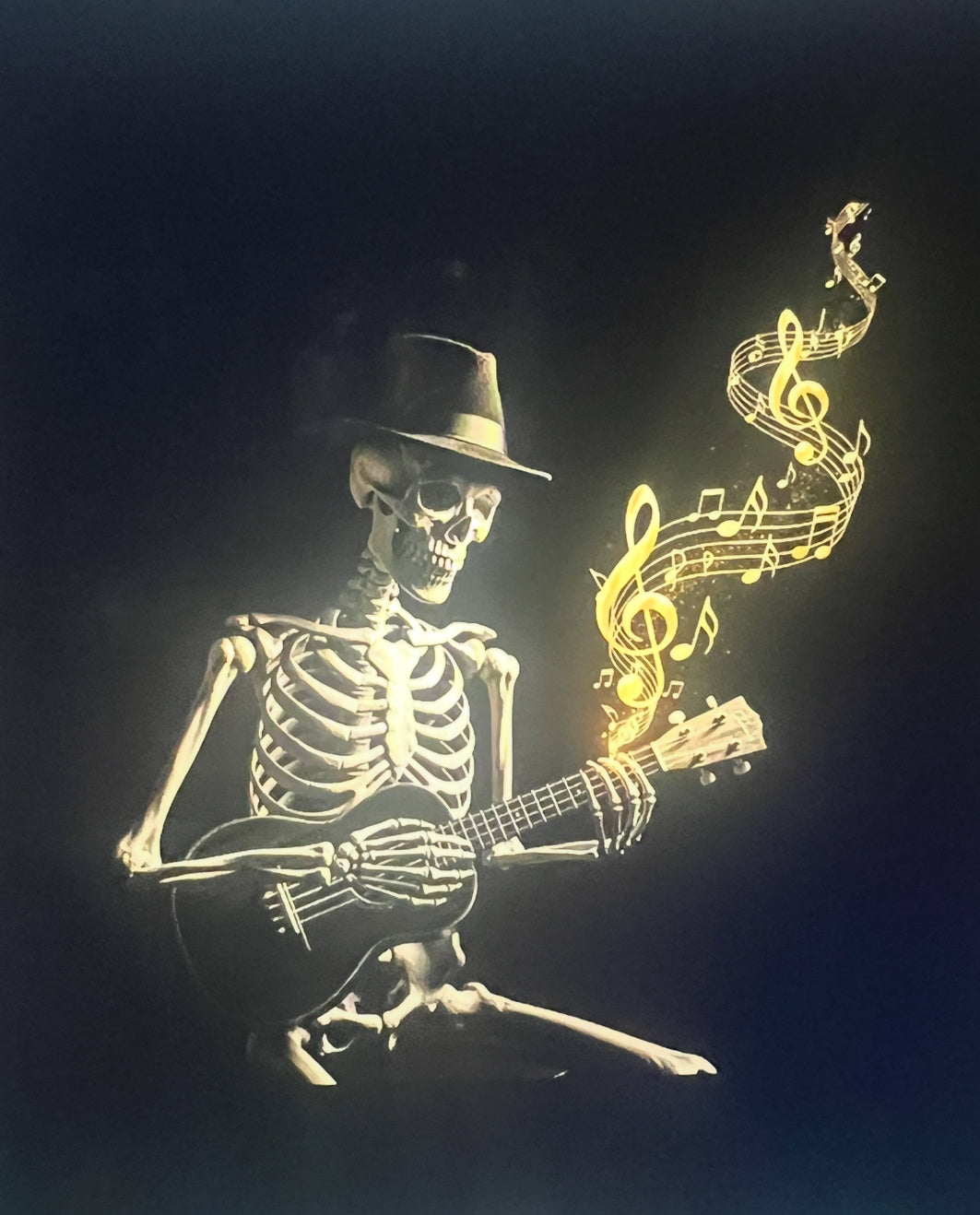 Encore Skeleton Ukulele Player Wide-Brim Hat T-Shirt