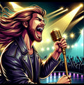 Animated MusicianZ Rock Vocalist Golden Mic Explosive Energy T-Shirt