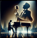Animated MusicianZ Silhouette Vocalist Pianist Duo Spotlight T-Shirt