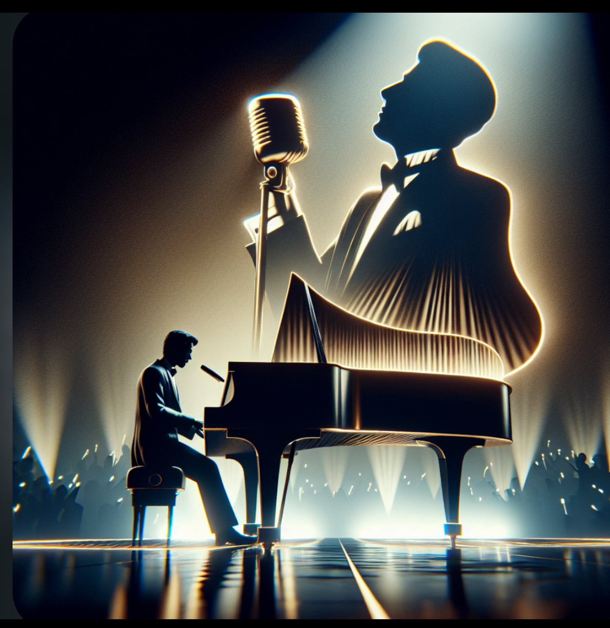 Animated MusicianZ Silhouette Vocalist Pianist Duo Spotlight T-Shirt