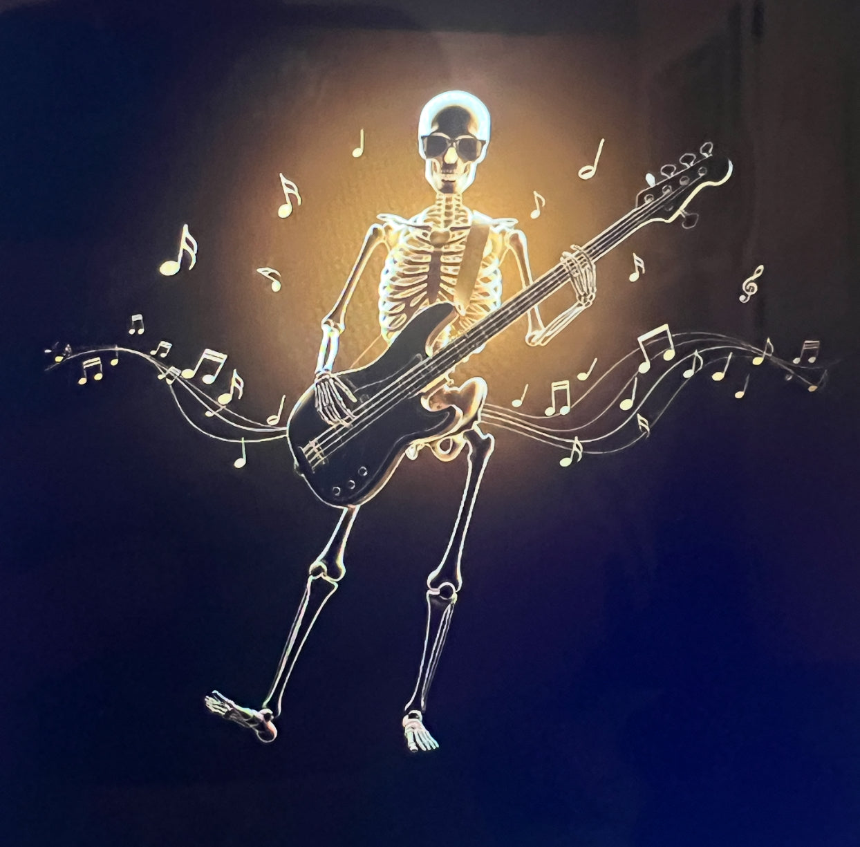 Encore Glowing Skeleton Bassist Electric Bass T-Shirt