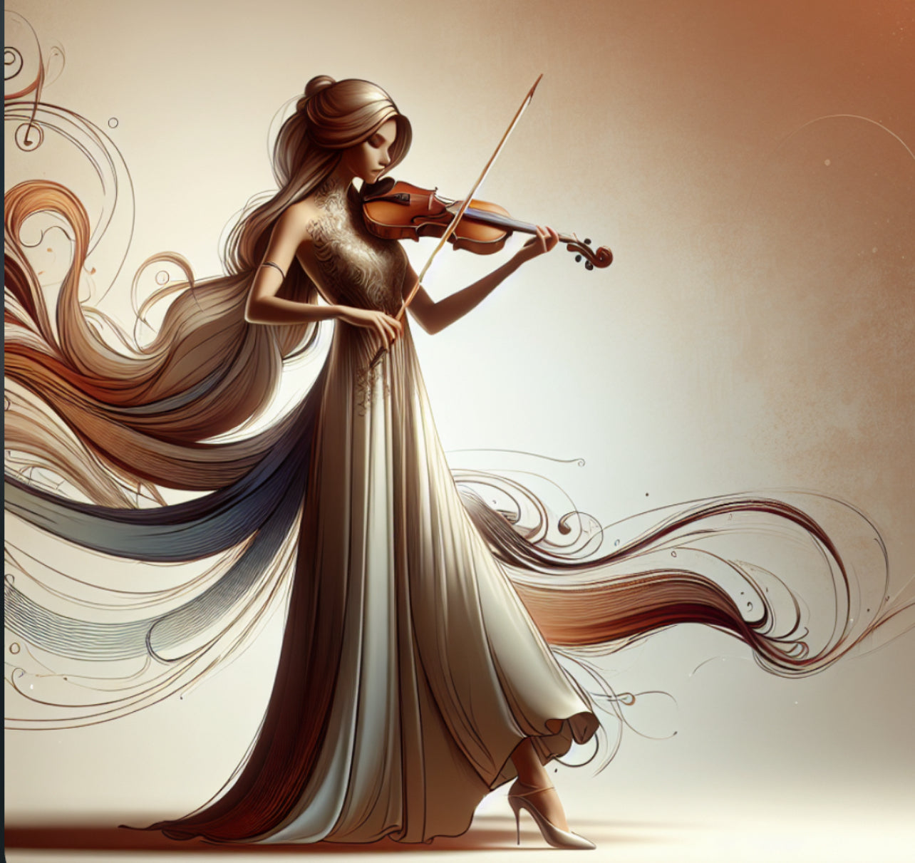 Animated MusicianZ Elegant Violinist Art Nouveau T-Shirt