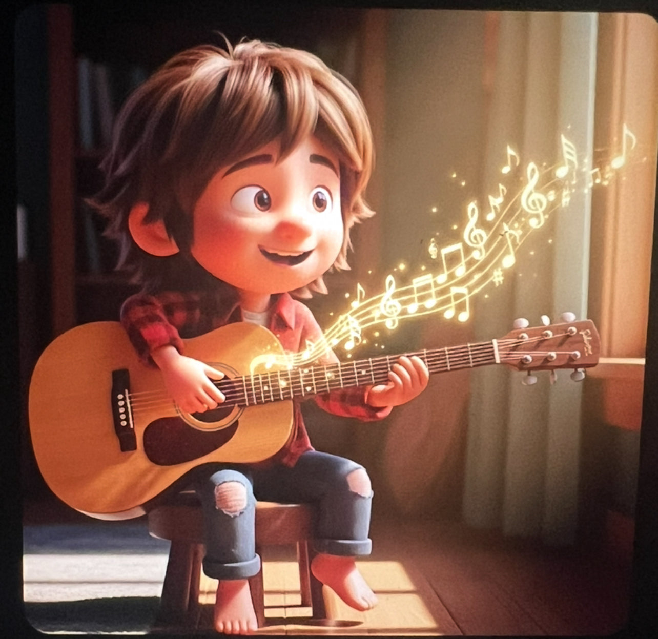 Animated MusicianZ Cozy Guitarist Warm Fireplace Performance T-Shirt