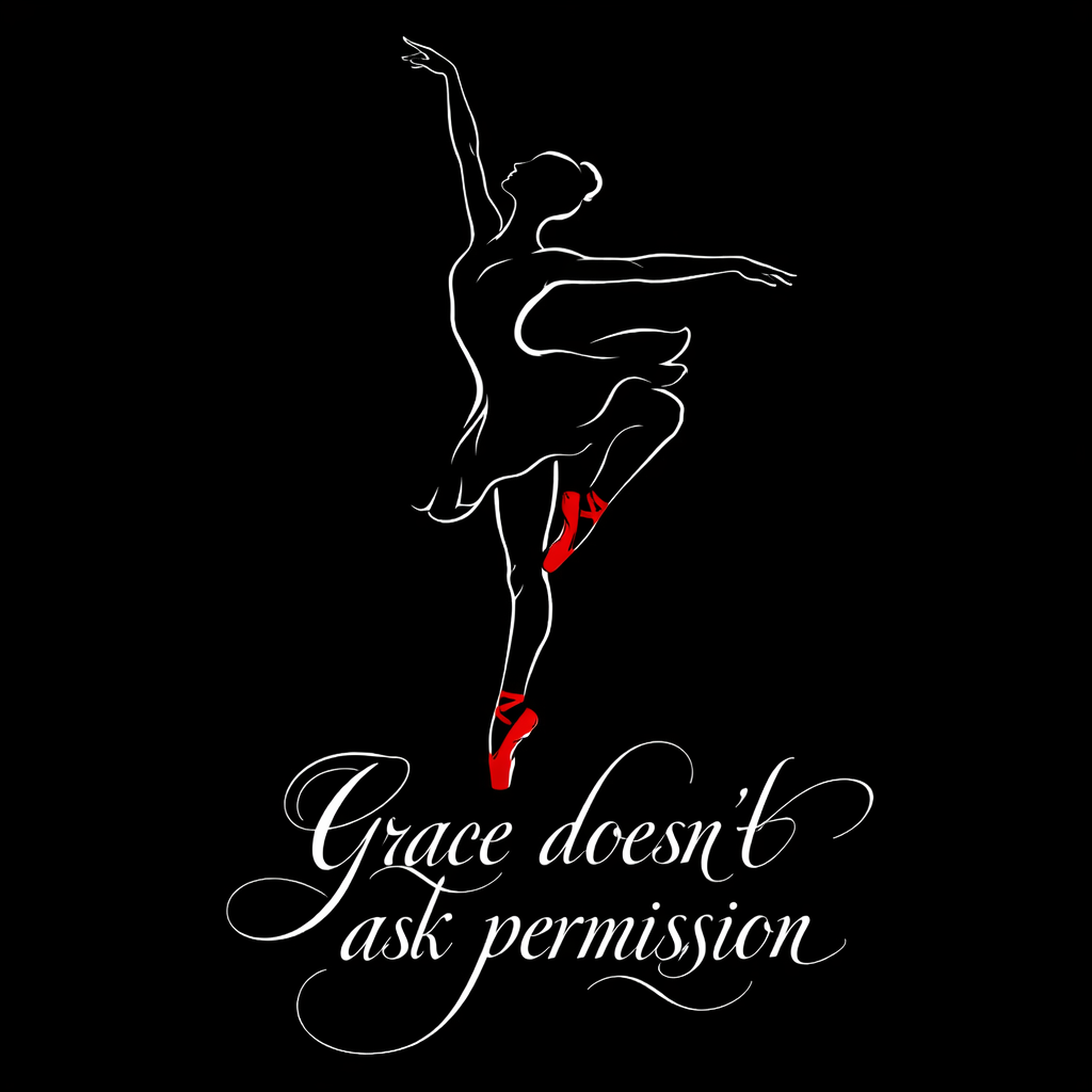 Ballerina in Red with Elegant Quote