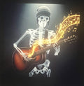 Encore Skeleton Guitarist Sitting Acoustic Performance T-Shirt