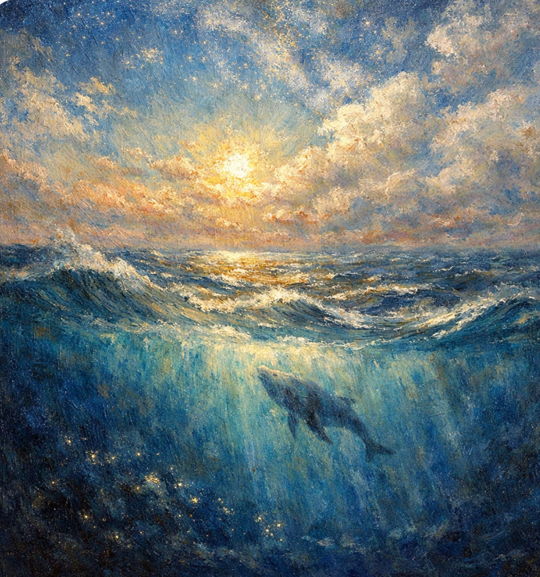 Epic Ocean Waves - Divine Light Breaking Through Art Print