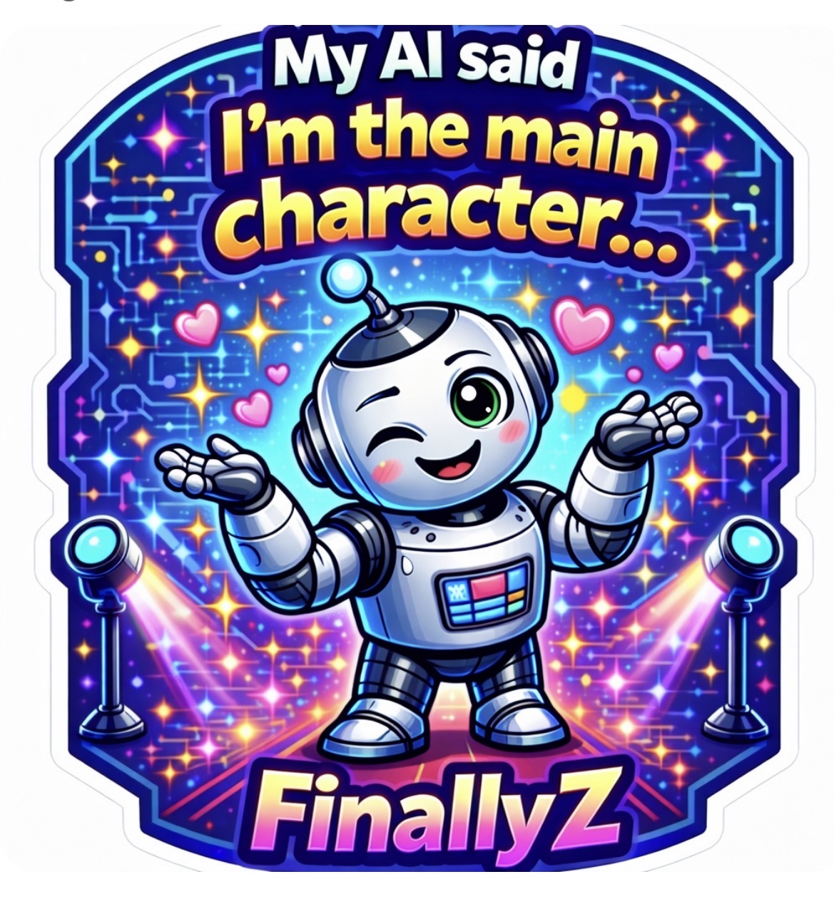 My AI Said I'm The Main Character FinallyZ - Star Robot Sticker