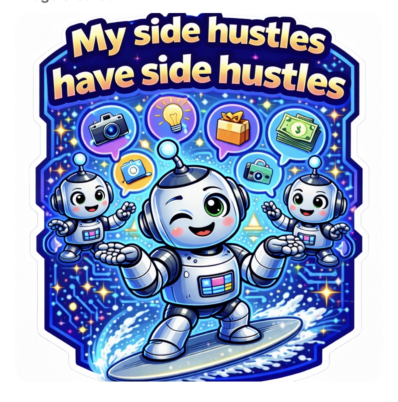 My Side Hustles Have Side Hustles - Entrepreneur Robot Sticker