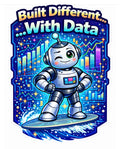 Built Different With Data - Robot Surfing Pink Board Sticker