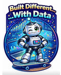Built Different With Data - Robot Surfing Wave Sticker