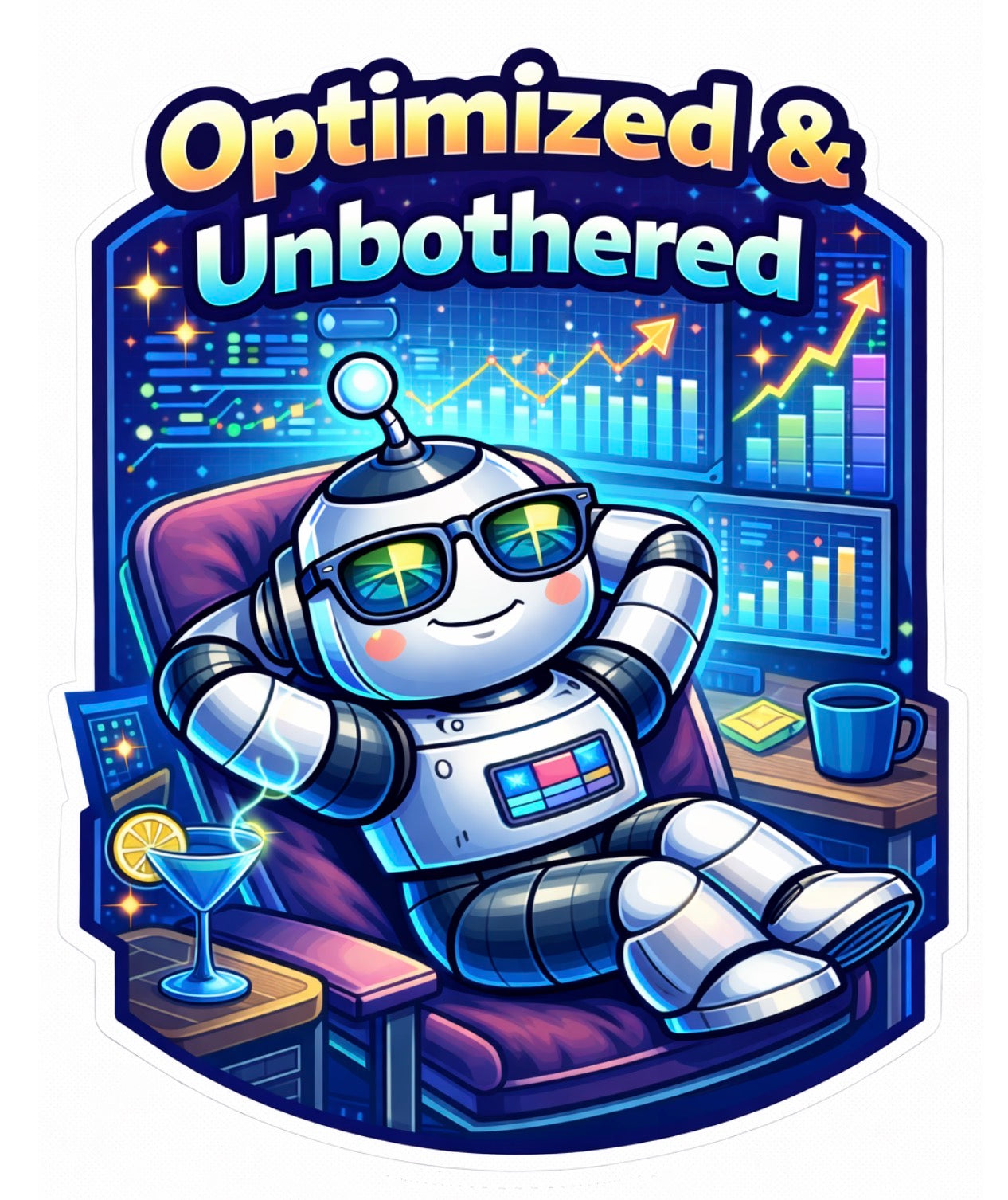 Robot with Headphones & Music - Coding Vibes Sticker