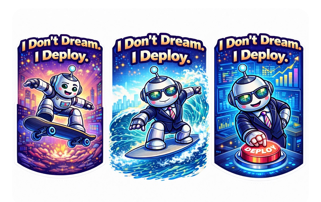 Optimized & Unbothered - Relaxing Robot with Charts Sticker