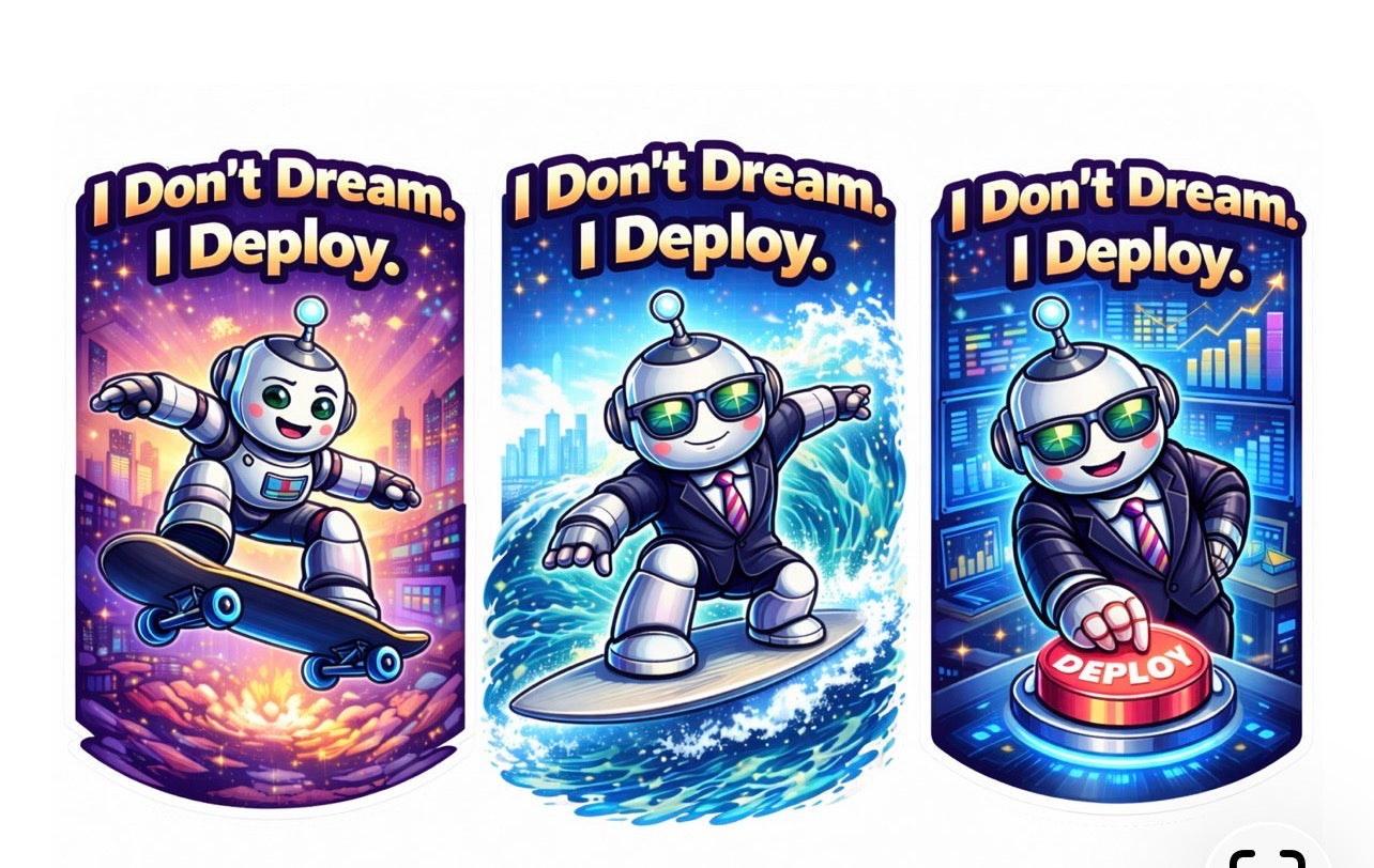 I Don't Dream I Deploy - Deploy Button Robot Sticker