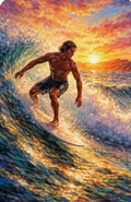 Surfer Riding Epic Sunset Wave - Pure Power Art Print