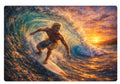 Surfer Riding Epic Sunset Wave - Pure Power Art Print