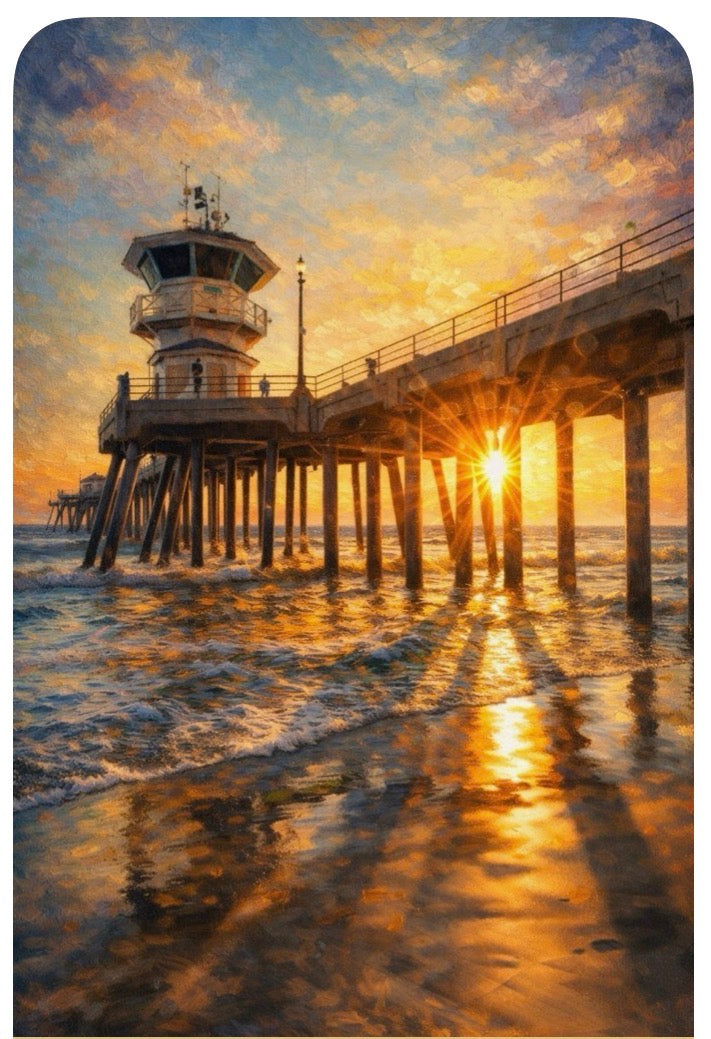 Romantic Couple on Palm Tree - Heart Sunset Art Print