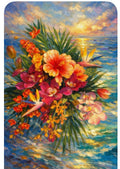 Tropical Flower Bouquet Floating on Ocean Sunset Art Print