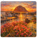 Morro Bay Harbor Sunset - Coastal Flower Paradise Art Print