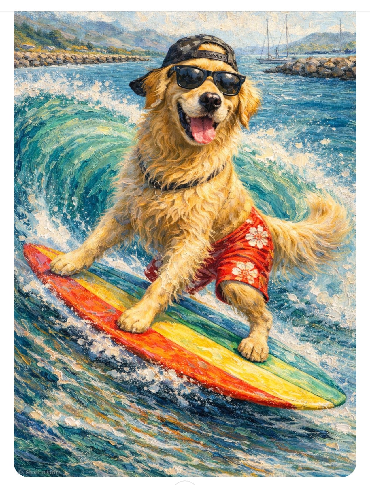 Hoss Dogg - Surfing Golden Retriever Art Print