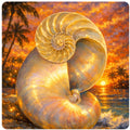 Golden Nautilus Shell - Tropical Paradise Sunset Art Print