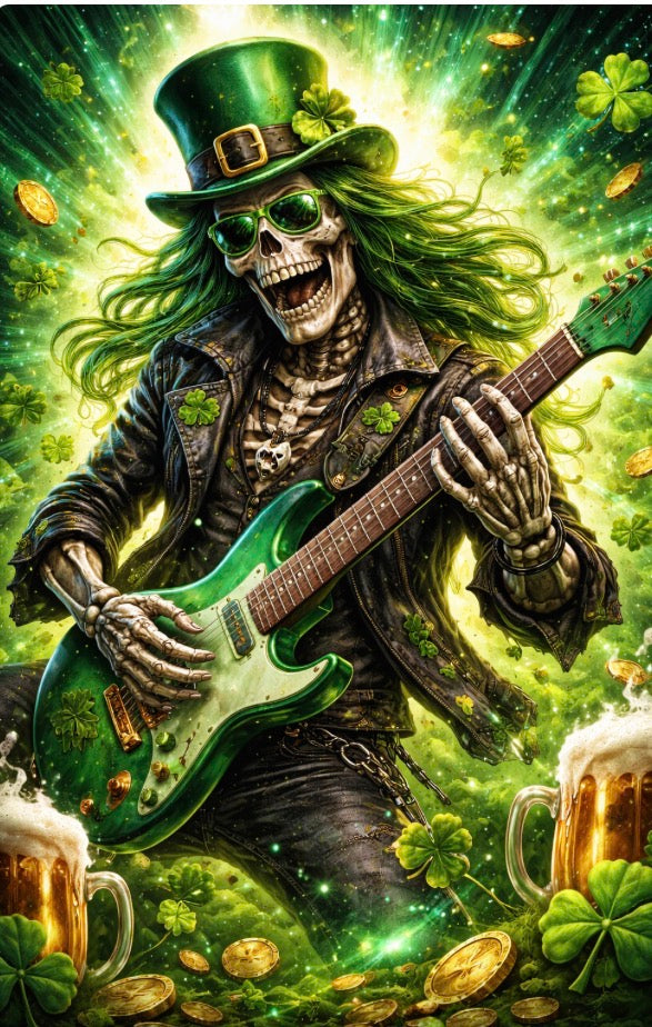 Rock 'N' Roll Leprechaun - Skeleton Guitarist Art Print