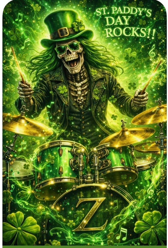 Skeleton Bassist - Crewboy Rocks St. Paddy's Art Print