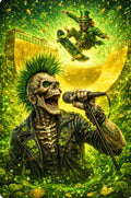 Lucky Skeleton Surfer - Golden Heart Wave Art Print