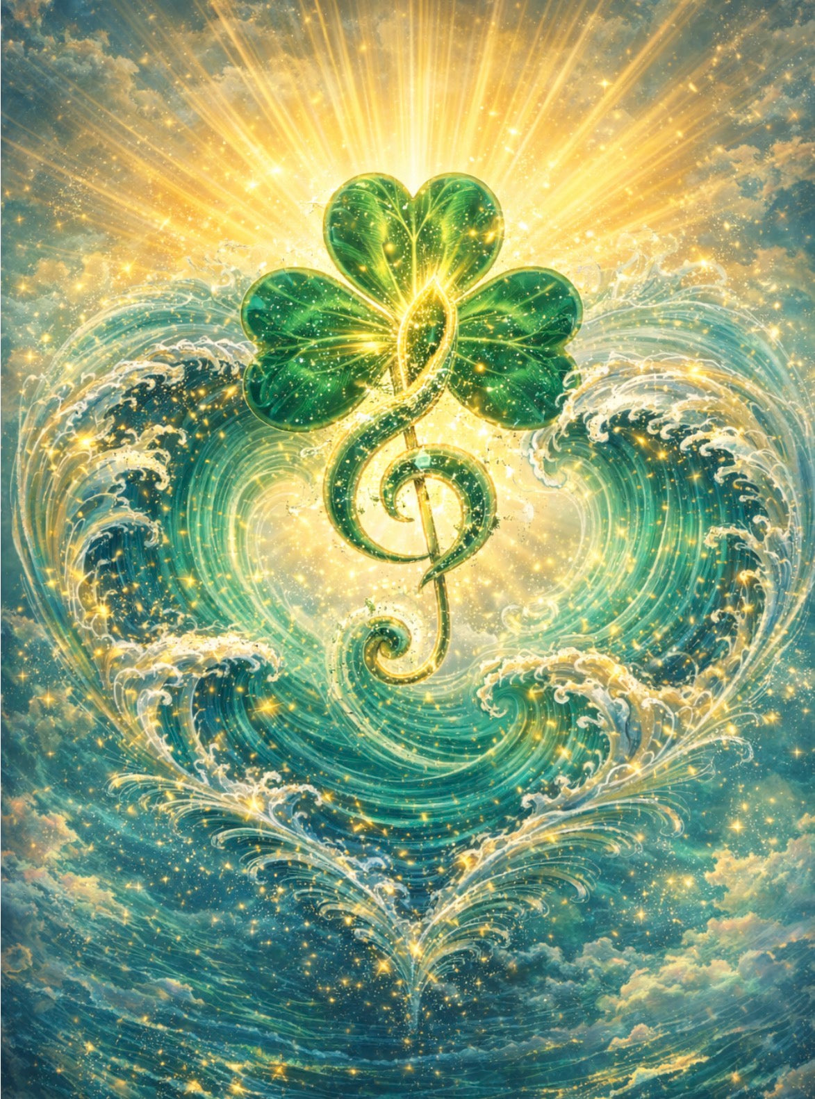 Shamrock Heart Ocean - Love & Luck United Art Print
