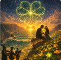 Irish Romance - Sunset Cliff Embrace Art Print