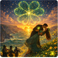 Irish Coastal Romance - Shamrock Sky Kiss Art Print
