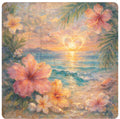 Hibiscus Heart Sunset - Tropical Love Paradise Art Print