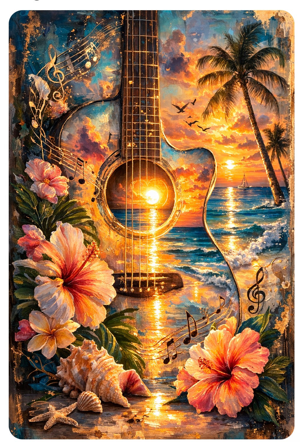 Dual World Guitar - Music Meets Paradise Art Print