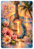 Tropical Sunset Guitar - Ocean Paradise Art Print