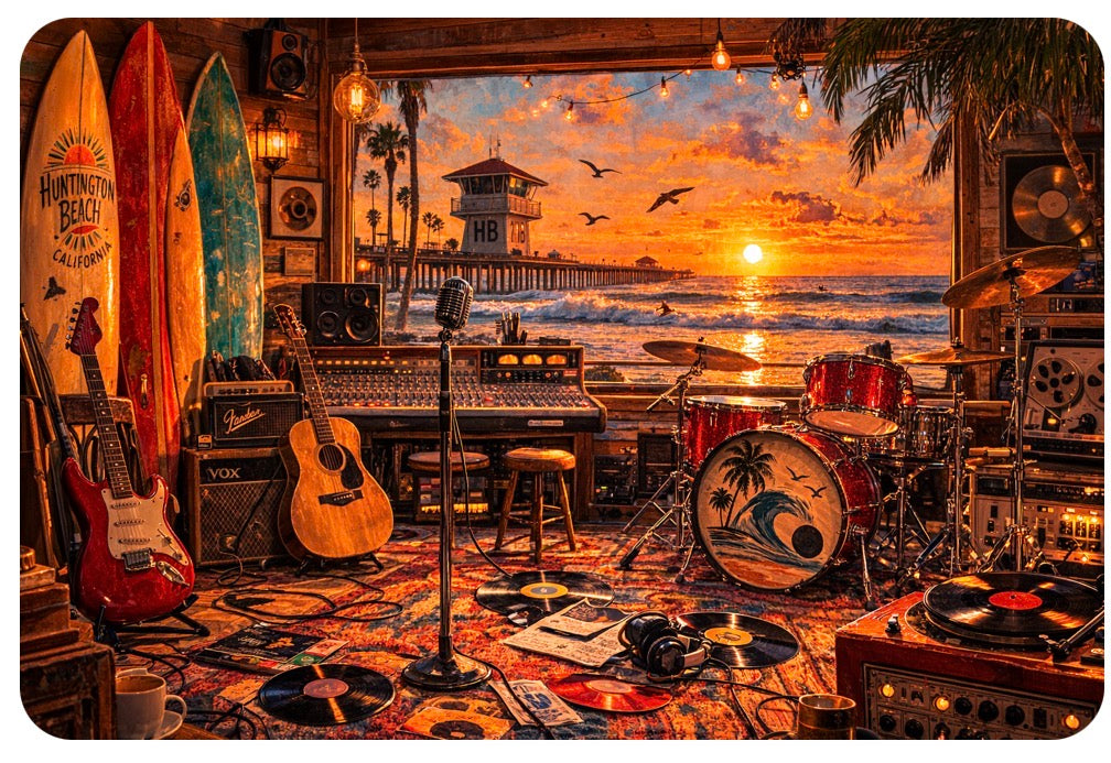 OceanZ Studio - Moonlit Wave with Musical Notes Art Print