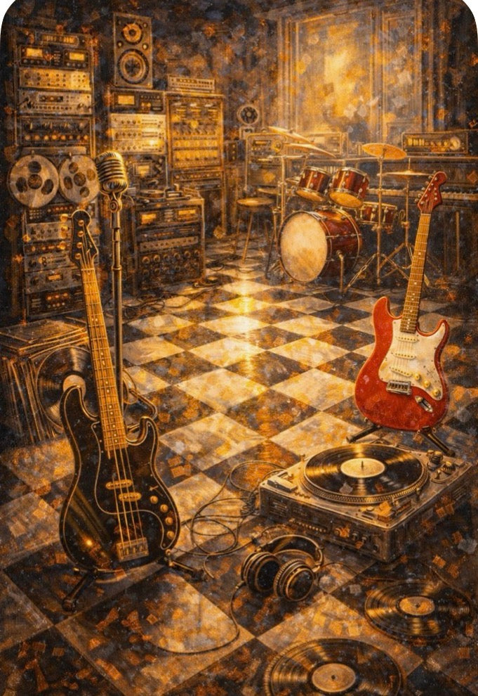 OceanZ Studio - Red Stratocaster & Drum Kit Session Art Print