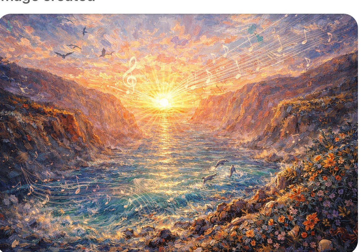 Ocean Valley at Sunset Art Print