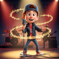 Animated MusicianZ Kid Singer Stage Performance Vintage Mic T-Shirt