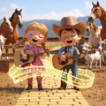 Animated MusicianZ Farm Duo Country Kids Guitarists Horses T-Shirt