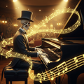 Skeleton Pianist Jazz Club T-Shirt