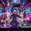 Animated MusicianZ DJ Kid Turntables Neon City Street T-Shirt