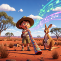 Animated MusicianZ Didgeridoo Kid Australian Outback Kangaroo T-Shirt