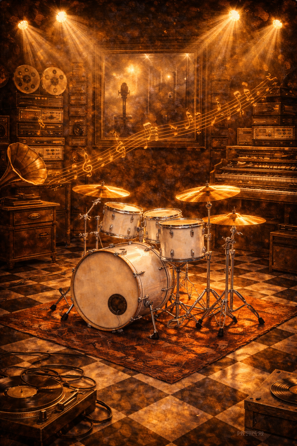 Legends Recording Studio - Golden Musical Magic Art Print