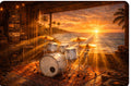 Golden Paradise Drums - Tropical Beach Studio Sunset Art Print