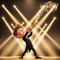 Animated MusicianZ Energetic Trumpet Kid Fancy Suit Stage T-Shirt