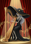 Glamorous Skeleton Harpist T-Shirt